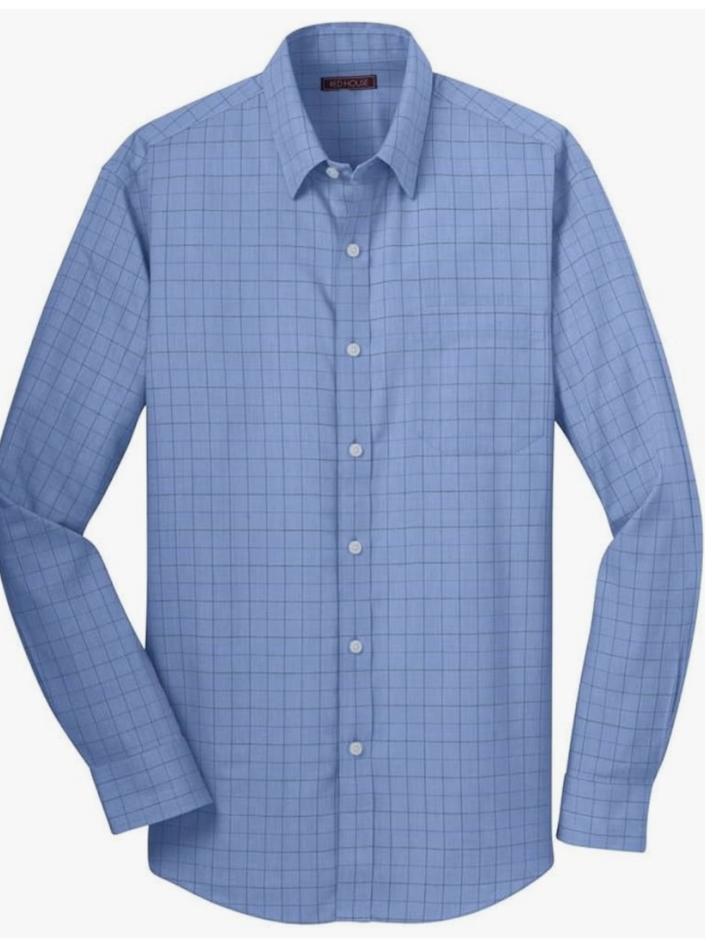 Red House Windowpane Plaid Non-Iron Shirt M Blue